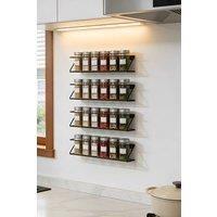 Living and Home 4Pcs Metal Wall-Mounted No Drilling Spice Racks Space-save Hanging Storage Organiser in Black | Size: 4 Pack