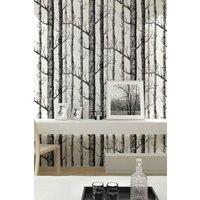 Living and Home Removable Fabric Birch Tree Wallpaper Roll in White