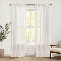 H&O Direct Ivory White Pole Pocket Top Sheer Curtains Voile Panel, 117cm W x 183 cm H