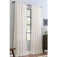 Living and Home 2 Panels Ivory White Rod Pocket Voile Panel Sheer Curtains for Bedroom Living Room, 183cm L x 117cm W | Size: 183 cm L x 117 cm W