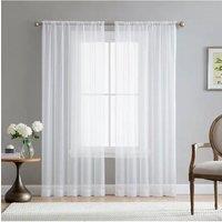 Garden Sanctuary 183cm L x 117cm W Rod Pocket Top Sheer Curtains Voile Panel, White | Size: 183 cm L x 117 cm W