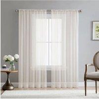 Garden Sanctuary 183cm L x 117cm W Rod Pocket Top Sheer Curtains Voile Panel, Ivory White | Size: 183 cm L x 117 cm W