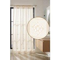 Living and Home 150W Bohemian Semi-sheer Curtain with Tassels in Beige | Size: 240 cm