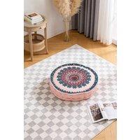 Living and Home Ethnic Geometric Round Tatami Seat Cushion in Pink