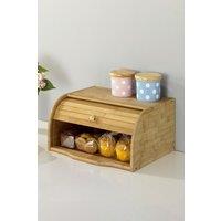 Living and Home Wooden Roll Top Bread Bin Box Food Storage Box in Natural