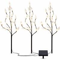 Gardenwize Pack of 3 Solar Tree Lights with White LEDs in Black