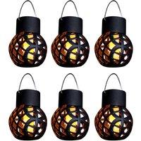 Gardenwize Pack of 6 Solar Hanging Dancing Flame Lantern Light in Black