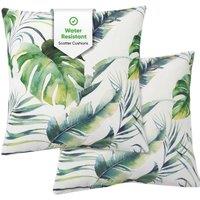 Gardenwize Pack of 2 Botanical Leaf Scatter Cushions in Pale Green