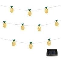 Gardenwize 2m Solar Pineapple LED String Lights 10 Warm White Hanging Lanterns in Yellow