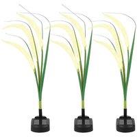 Gardenwize Pack of 3 Solar Grass Effect Stake Lights for Garden Path Borders in Green