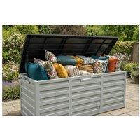 GLENDALE GARDEN & LEISURE LTD RESIN GARDEN STORAGE BOX with HYDRAULIC LID LIGHT GREY