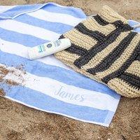 Duncan Stewart Personalised Striped Pool Towel in Light Blue