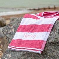 Duncan Stewart Personalised Striped Pool Towel in Pink
