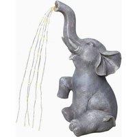 Alivio Solar Elephant Statue Garden Figurine with Glowing LED Lights for Lawn in Grey