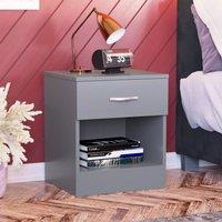 HD Designs Riano 1 Drawer Bedside Cabinet Table Storage in Grey