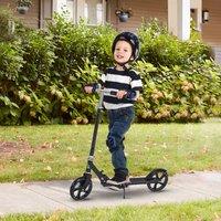HOMCOM Kids Scooter Height Adjustable Foldable Design Teens Ride On Toy, Black