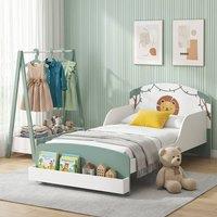 AIYAPLAY 2-Piece Kids Bedroom Set with Guardrails, Storage, Green