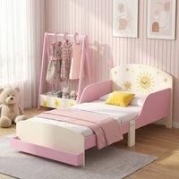 AIYAPLAY 2-Piece Kids Bedroom Set with Guardrails, Storage, Pink