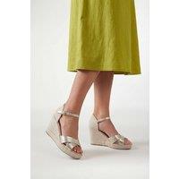 Wallis Women's Wide Fit Sian Cross Strap High Espadrille Wedge Sandals in Gold | Size: 5