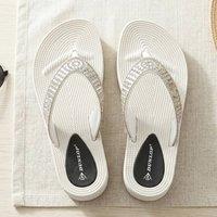 MyShoeStore Women's Summer Sandals Low Wedge Comfy Toe Post Flip Flops in White | Size: 8