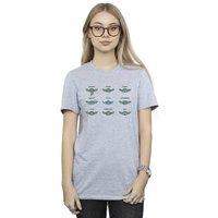 Star Wars Women's Mandalorian Grogu Mood Cotton Boyfriend T-Shirt in Grey | Size: XL