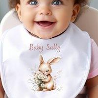 Aye Do Gifts Women's Personalised Daisy Bunny Baby Outfit - Bib in White