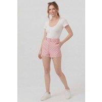 STYLEWISE Women's Polka Dot Belted Shorts - Elasticated Waist in Pink | Size: 10