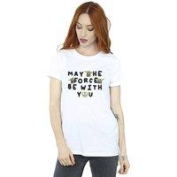 Star Wars Women's The Mandalorian Grogu May The Force Be With You Cotton Boyfriend T-Shirt in White | Size: 2XL