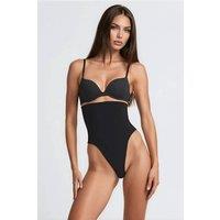 Hiccup Women's Premium Seamless High Waist Shaping Thong Shapewear in Black | Size: Large