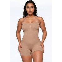 Hiccup Women's Premium Seamless Strapless Shaping Bodysuit Shapewear in Medium Beige | Size: 2XL