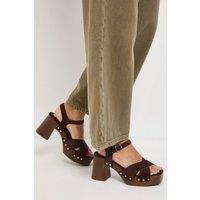 Oasis Women's Maddy Faux Suede High Heel Chunky Platform Sandals in Chocolate | Size: 6