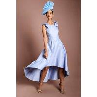 Coast Women's Lisa Tan Bow Shoulder Satin Midi Dress in Light Blue | Size: 10