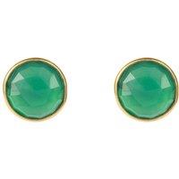 Latelita Women's Medium Circle Gemstone Earrings Gold Green Onyx