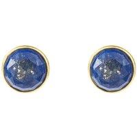Latelita Women's Medium Circle Gemstone Earrings Gold Lapis Lazuli in Blue