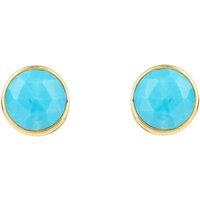 Latelita Women's Medium Circle Gemstone Earrings Gold Turquoise in Blue
