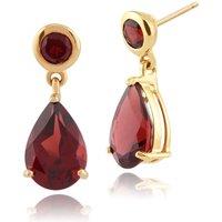 Gemondo Women's Classic Pear Garnet Drop Earrings in 9ct Yellow Gold in Red