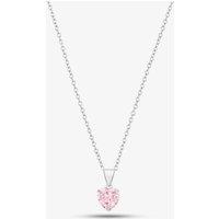 T.H.Baker Women's Sterling Silver 5mm Pink Crystal Heart Pendant 8.62.2694 | Size: 16-18inch