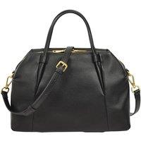 House of Leather Women's Genuine Leather Satchel Handbag Katy in Black