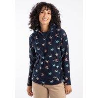 Weird Fish Women's Lana 1/4 Zip Microfleece Hoodie in Dark Blue | Size: 12