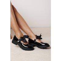 Where's That From Women's 'Camilia' Patent Mary Jane Shoe with Bow Strap in Black | Size: 3