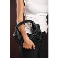 Where's That From Women's 'Blossom' Curved Metallic Shoulder Bag in Black