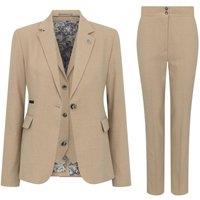 TruClothing Women's Classic Suit 3 Piece Prince Of Wales Check in Cream | Size: 10