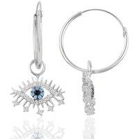 Spero London Women's Evil Eye Earring Blue Eye Eyelash Sterling Silver Earring