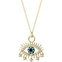 Spero London Women's Evil Eye Blue Eye Eyelash Sterling Silver Pendant Necklace in Gold