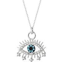 Spero London Women's Evil Eye Blue Eye Eyelash Sterling Silver Pendant Necklace