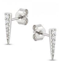 Spero London Women's Long Pave Dagger Stud Earrings in Silver