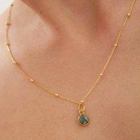 Spero London Women's Sterling Silver Natural Circle Pendant Necklace With Beaded Chain in Purple