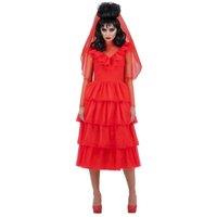 Beetlejuice Women's Lydia Deetz Bride Costume Set in Red | Size: Small