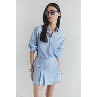 WOVCOR Women's Striped Shirt Detail Mini Dress in Blue | Size: 12
