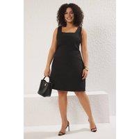 WOVCOR Women's Square Neck Sleeveless Mini Shift Dress in Black | Size: 14